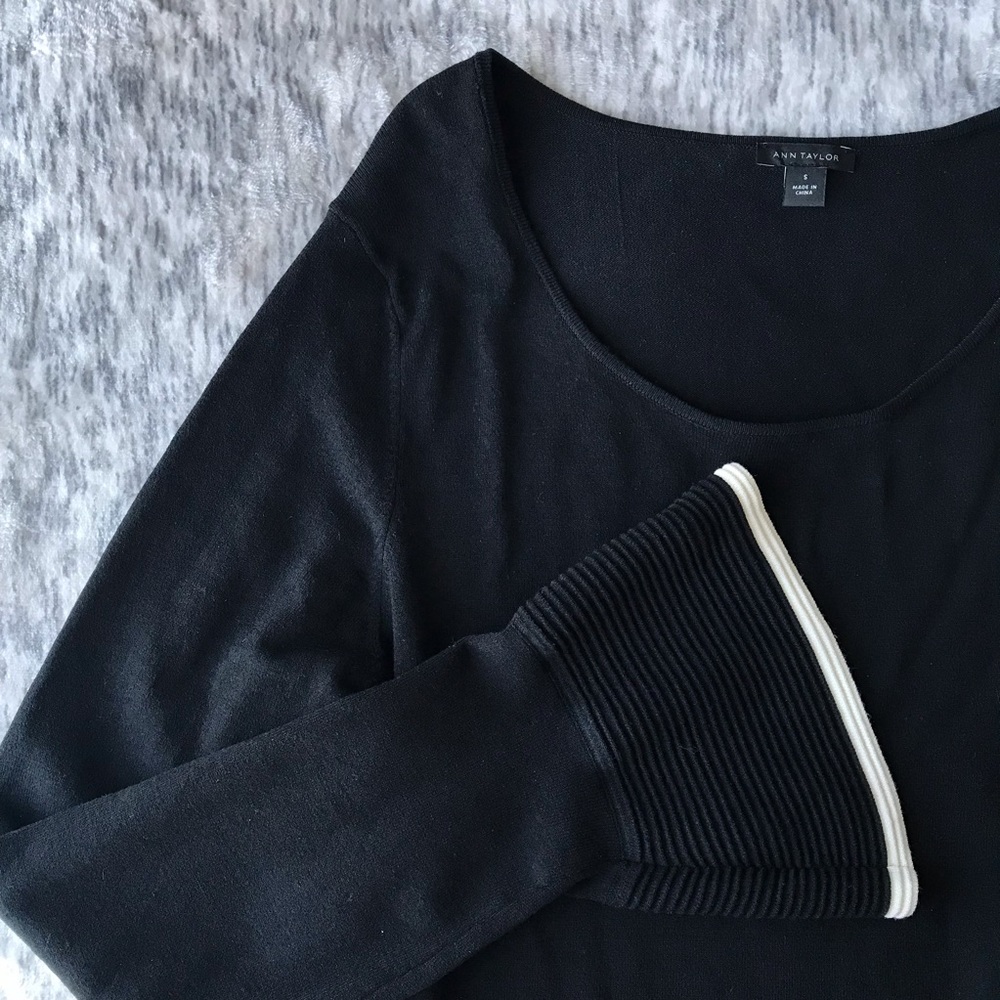 Ann Taylor Black Bell-Sleeve Dress